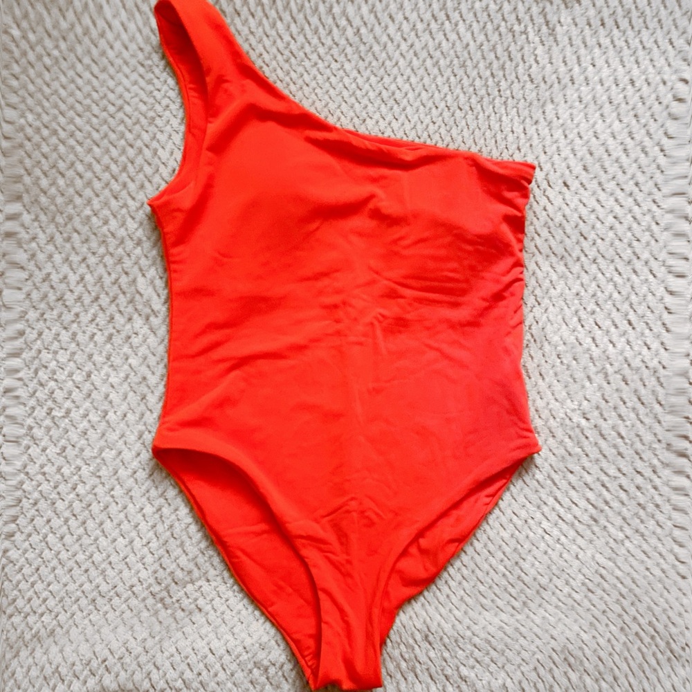 Orange One Shoulder One Piece Swimsuit